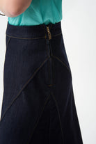 Denim Flare Skirt With Exposed Zipper