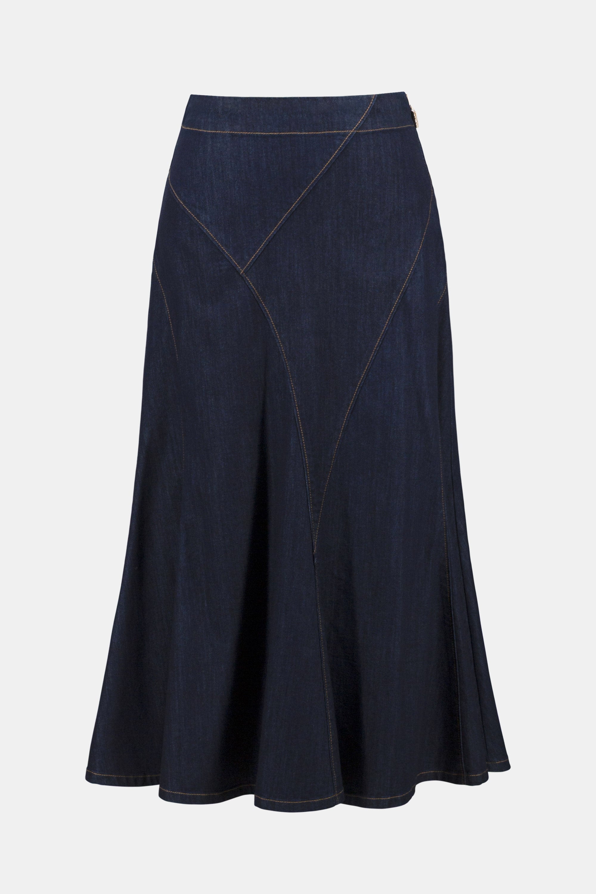 Denim Flare Skirt With Exposed Zipper