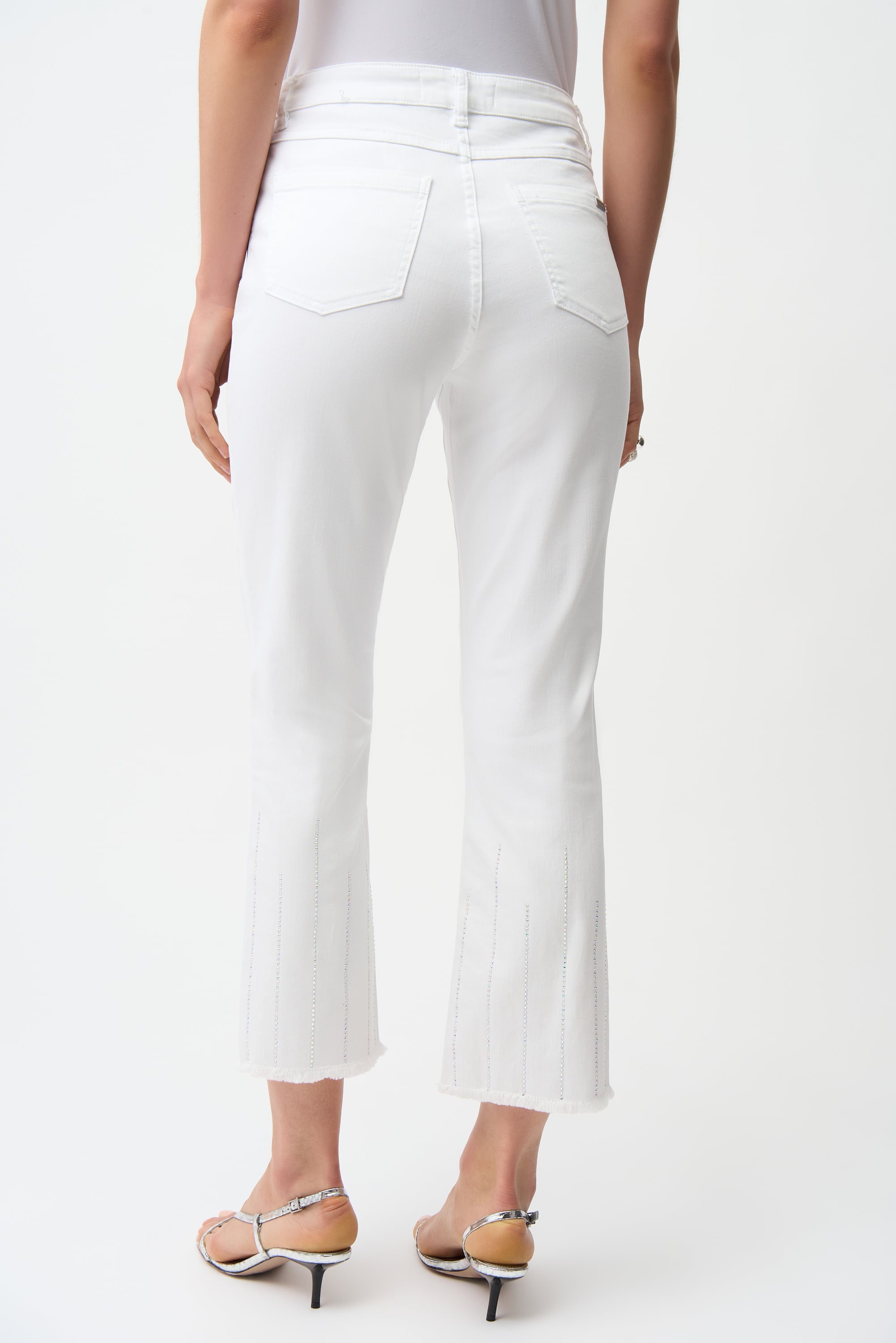 Straight Crop Jeans With Rhinestones