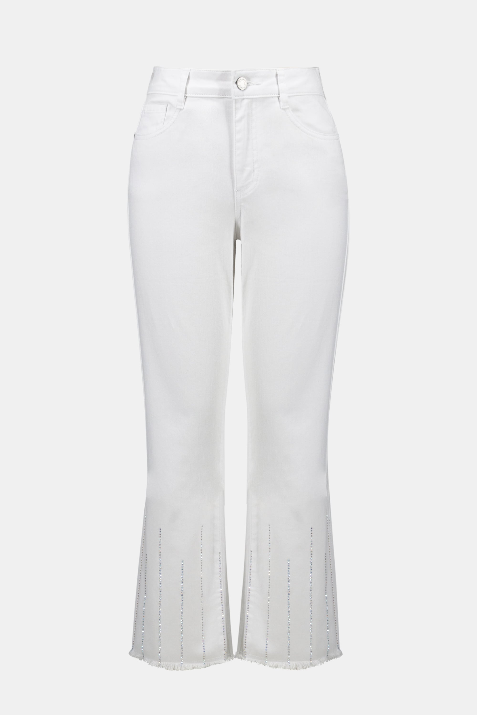 Straight Crop Jeans With Rhinestones