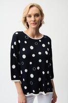 Viscose Blend Polka Dot Print Relaxed Fit Sweater