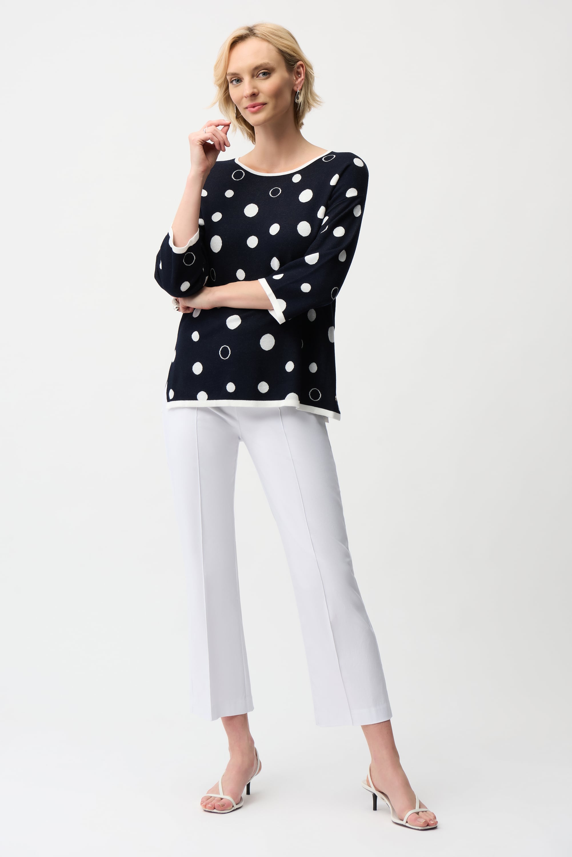 Viscose Blend Polka Dot Print Relaxed Fit Sweater