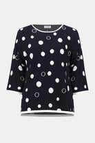 Viscose Blend Polka Dot Print Relaxed Fit Sweater
