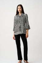 Satin And Mesh Abstract Print Jacket With Bell Sleeve