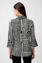 Satin And Mesh Abstract Print Jacket With Bell Sleeve