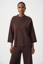 Brushed Viscose Straight Sweater with Mock Neck