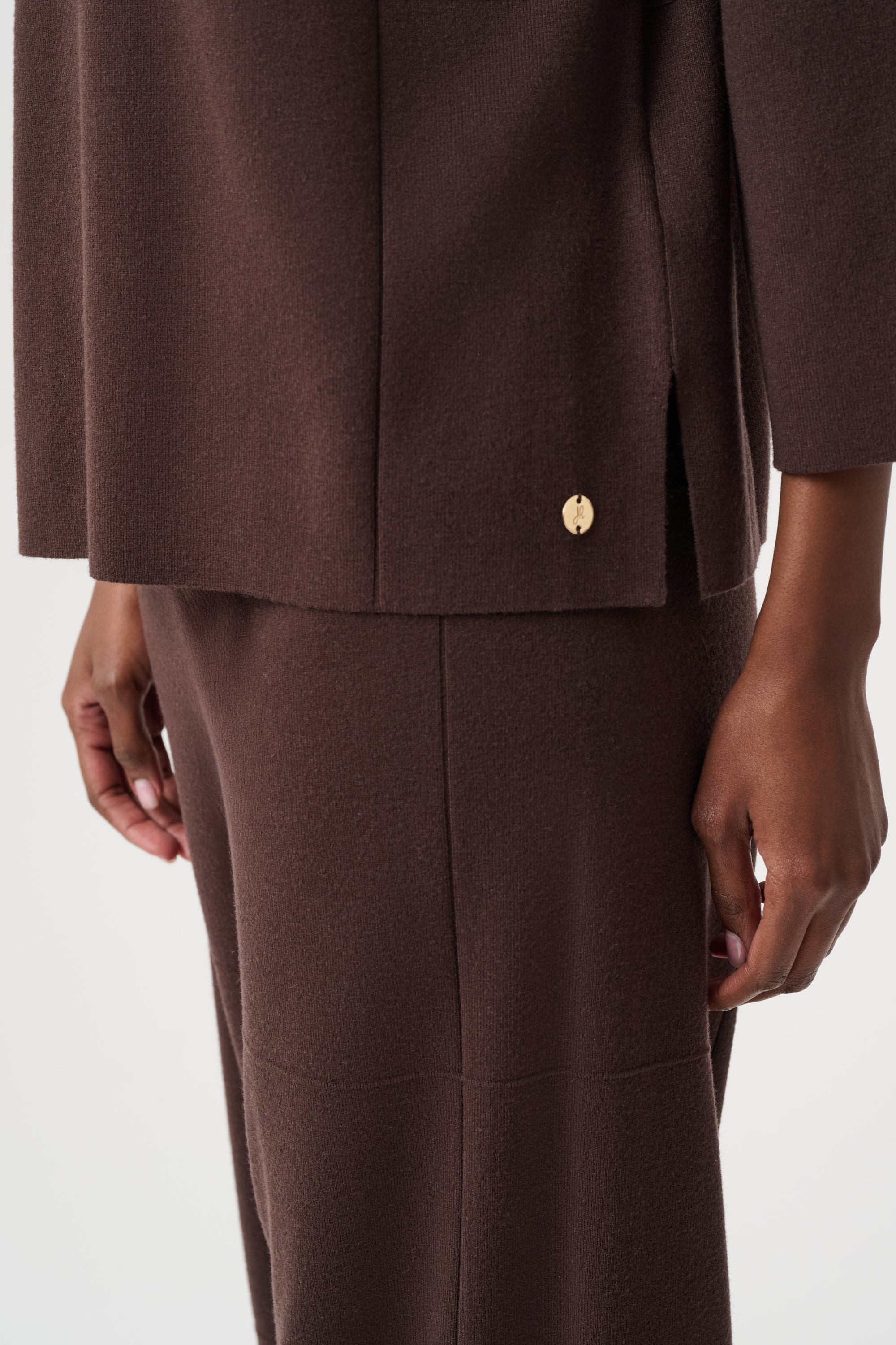 Brushed Viscose Straight Sweater with Mock Neck
