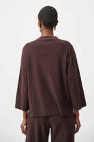 Brushed Viscose Straight Sweater with Mock Neck