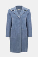 Joseph Ribkoff Feather Yarn Sweater Coat with Pearl Trim-261997
