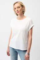 Joseph Ribkoff Cotton Boxy Crewneck T-Shirt-261999