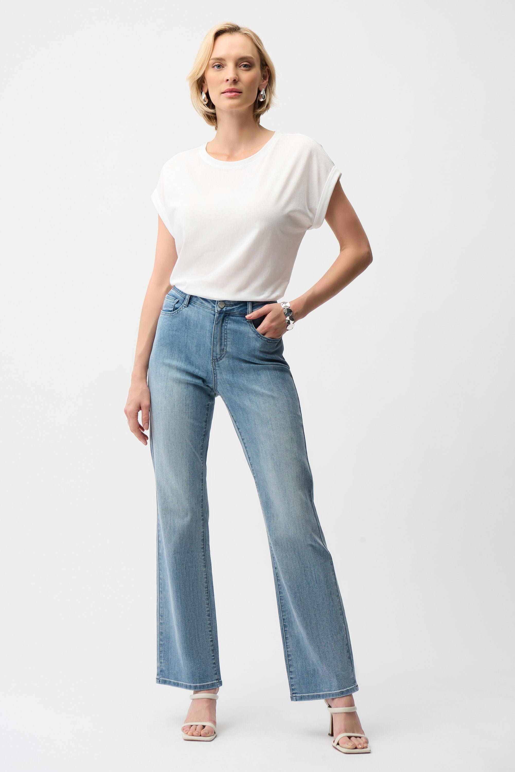 Joseph Ribkoff Cotton Boxy Crewneck T-Shirt-261999