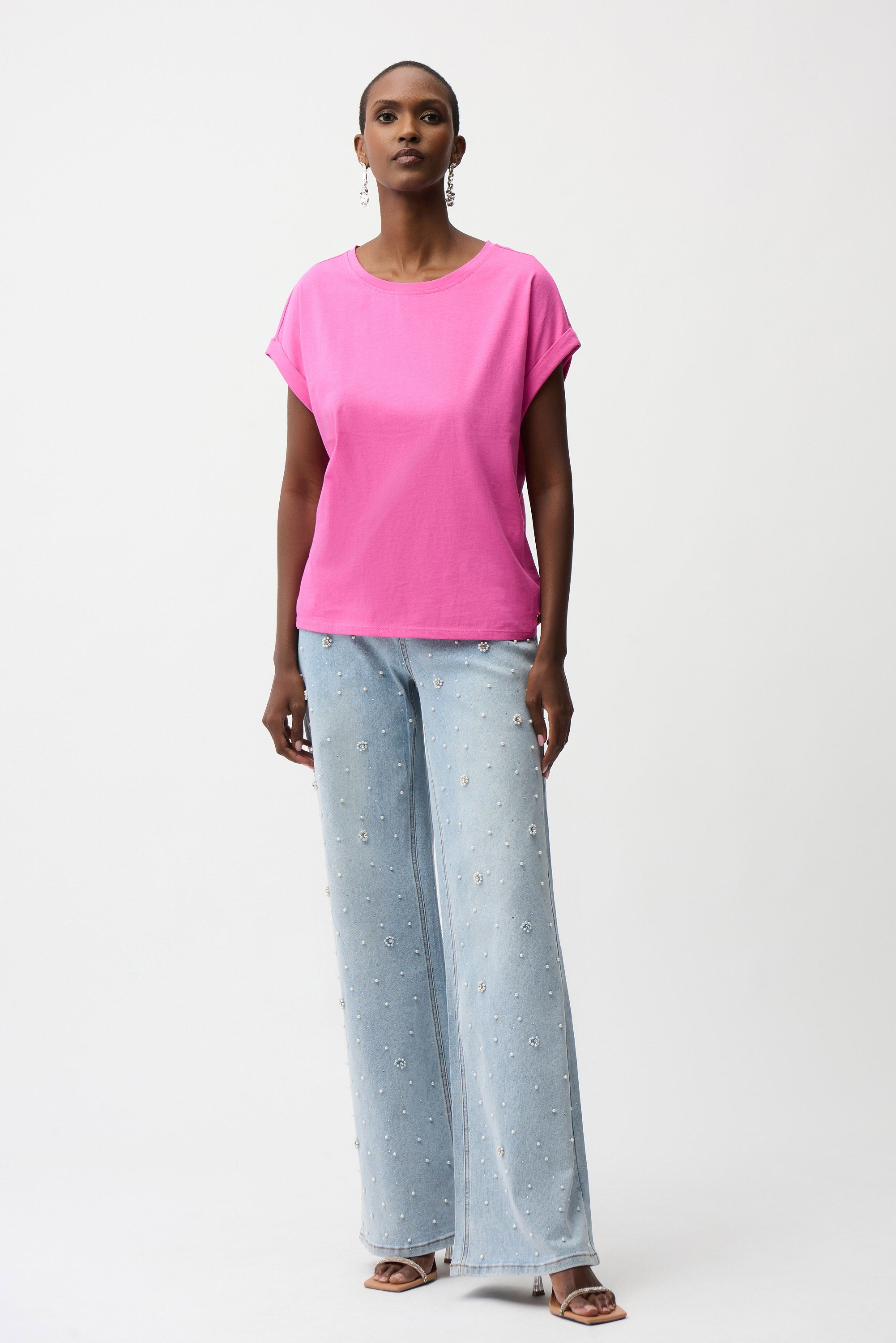 Joseph Ribkoff Cotton Boxy Crewneck T-Shirt-261999