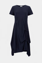 Silky Knit Trapeze Dress With Boat Neck
