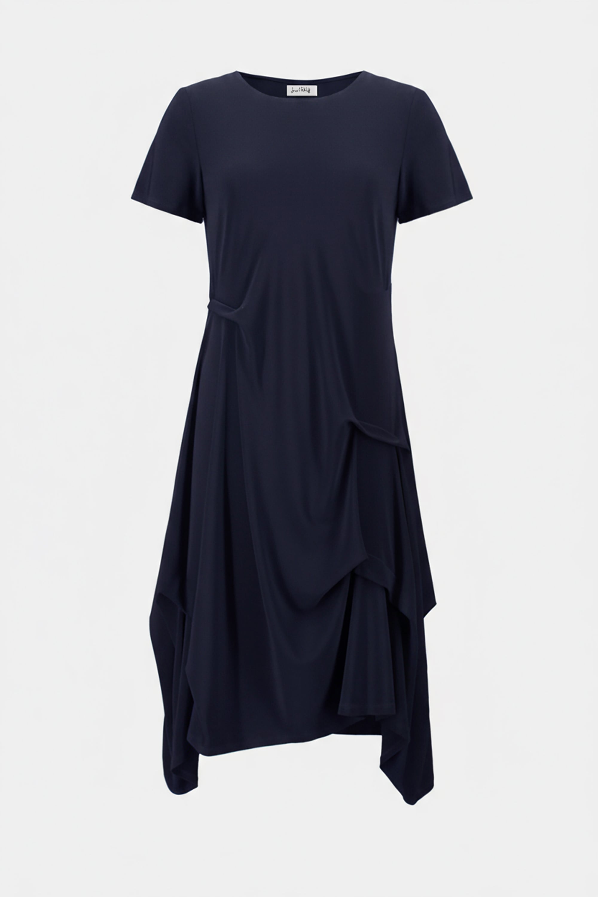 Silky Knit Trapeze Dress With Boat Neck