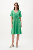 Silky Knit Fit And Flare Dress With Bell Sleeves