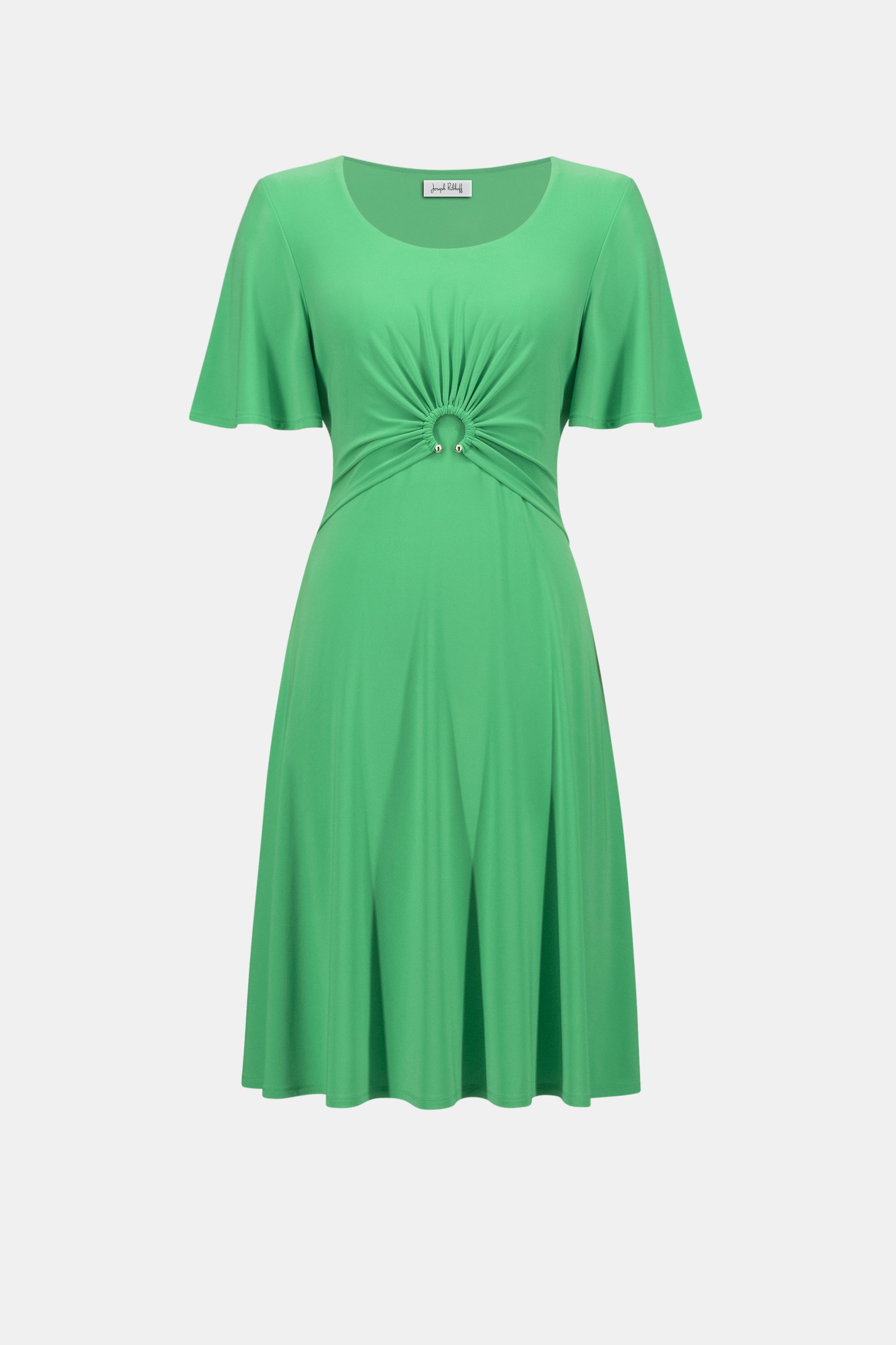 Silky Knit Fit And Flare Dress With Bell Sleeves