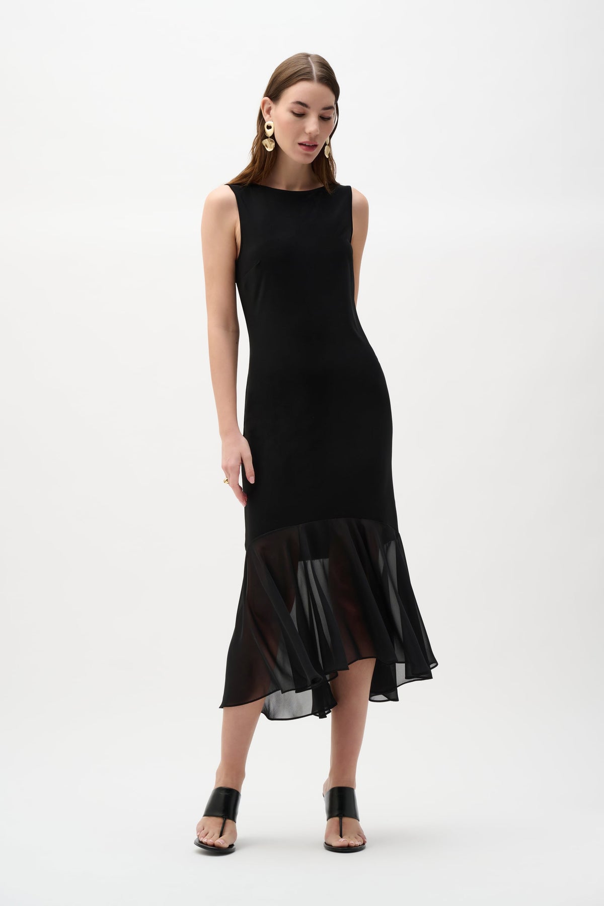 Joseph Ribkoff Silky Knit And Chiffon Flounce Dress-262035, colour 11
