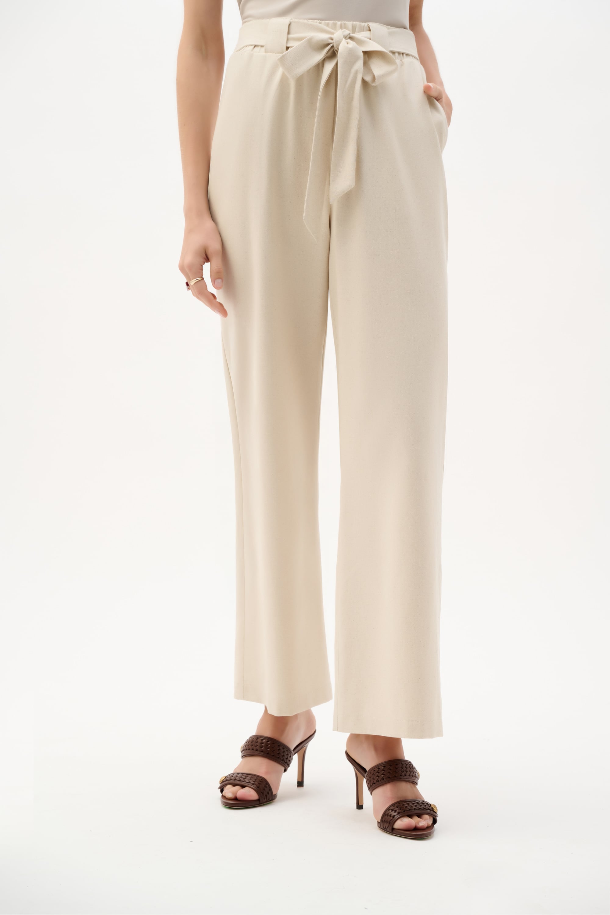 Linen Woven Pull-On Wide Leg Pants
