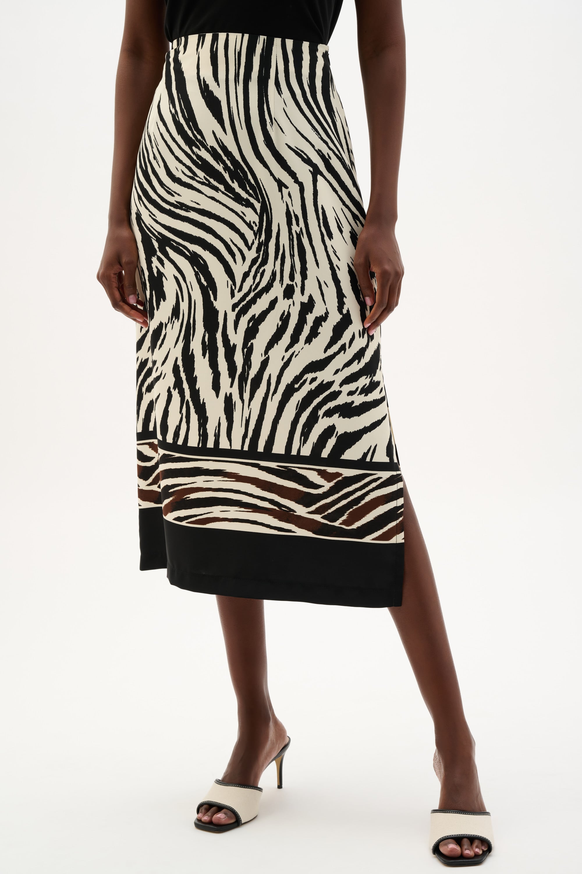 Recycled Woven Animal Print Straight Skirt