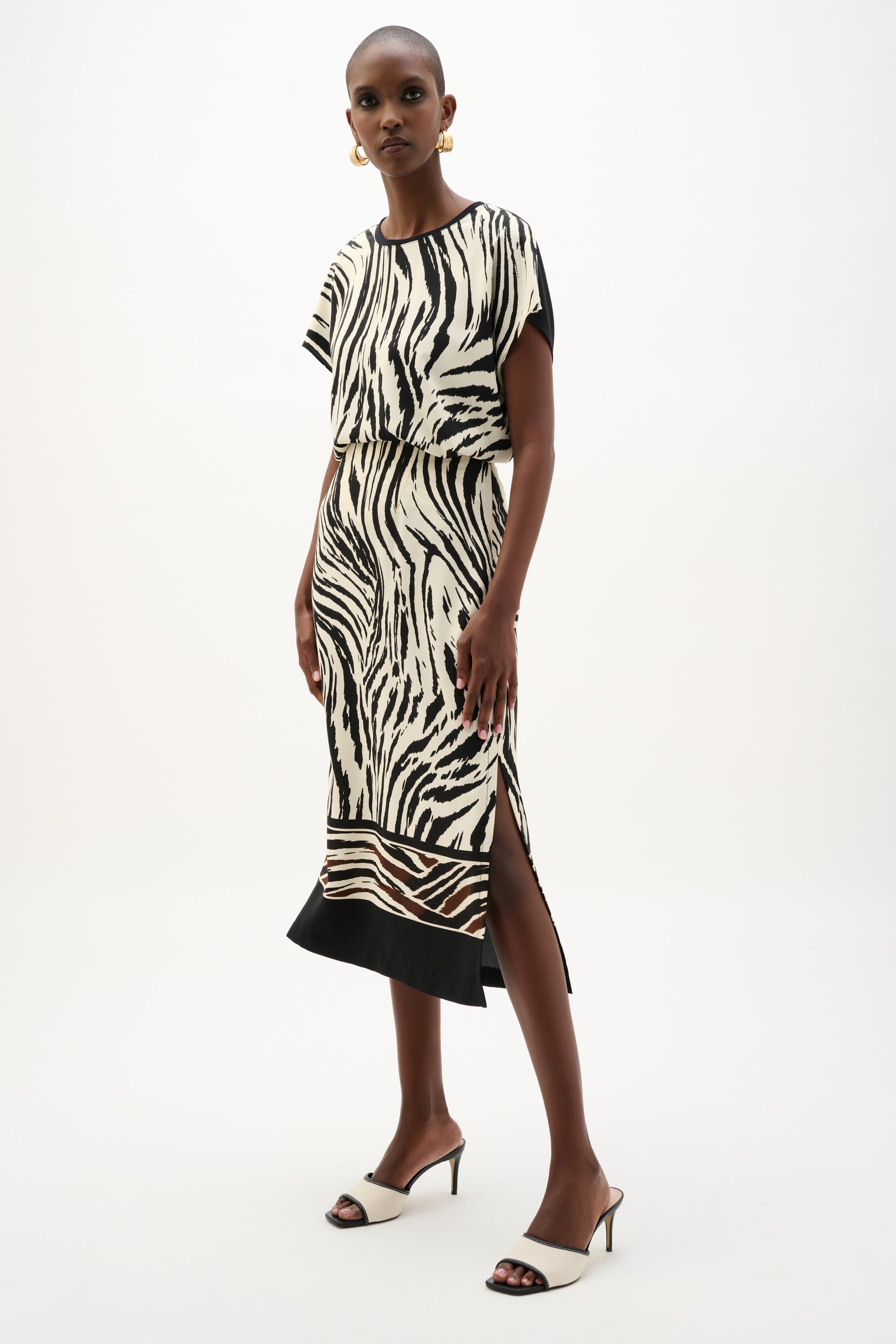 Recycled Woven Animal Print Straight Skirt