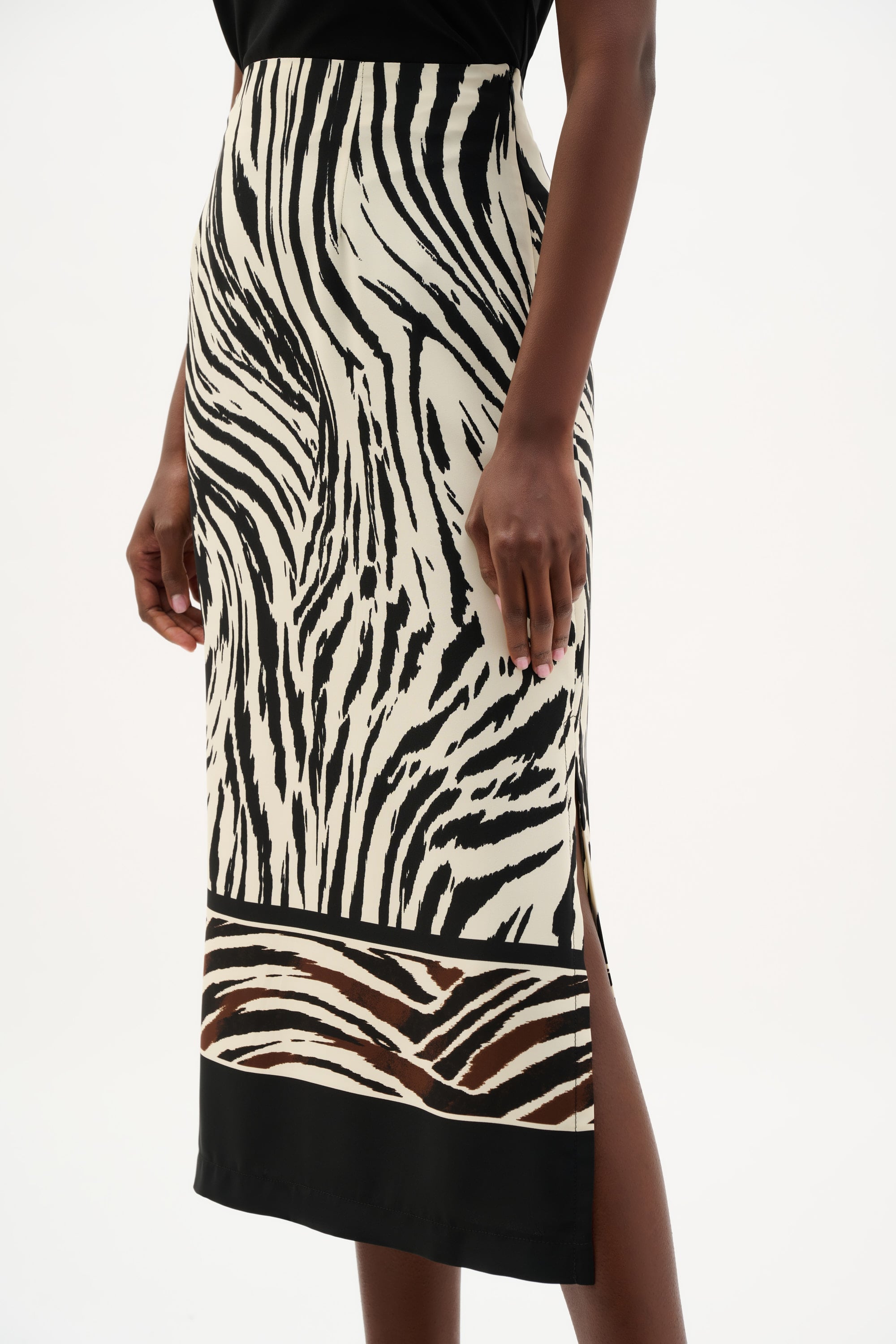 Recycled Woven Animal Print Straight Skirt