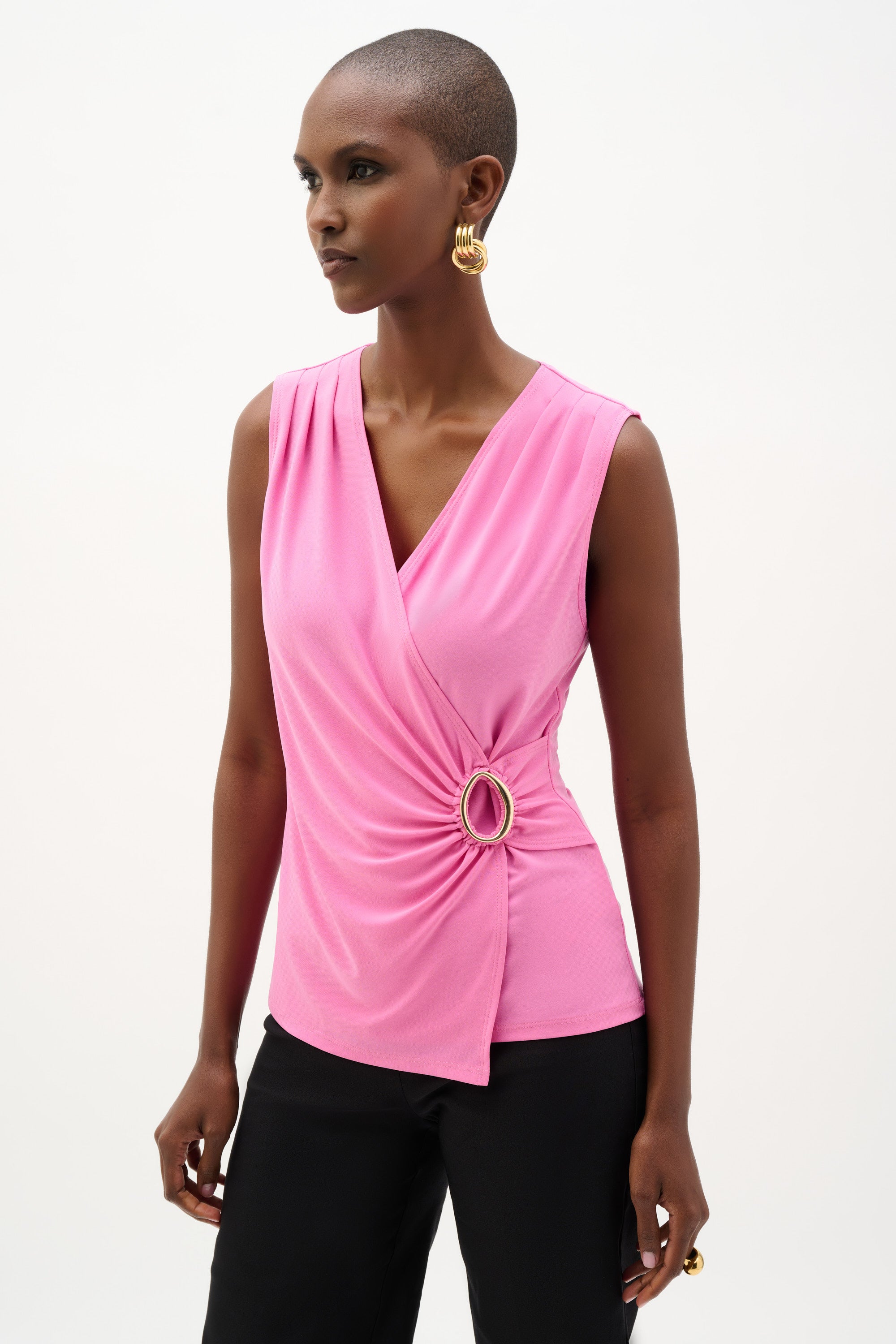 Silky Knit Fitted Wrap Top