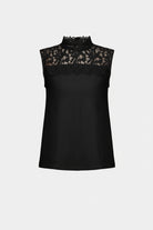 Jersey And Guipure Lace Fitted Top
