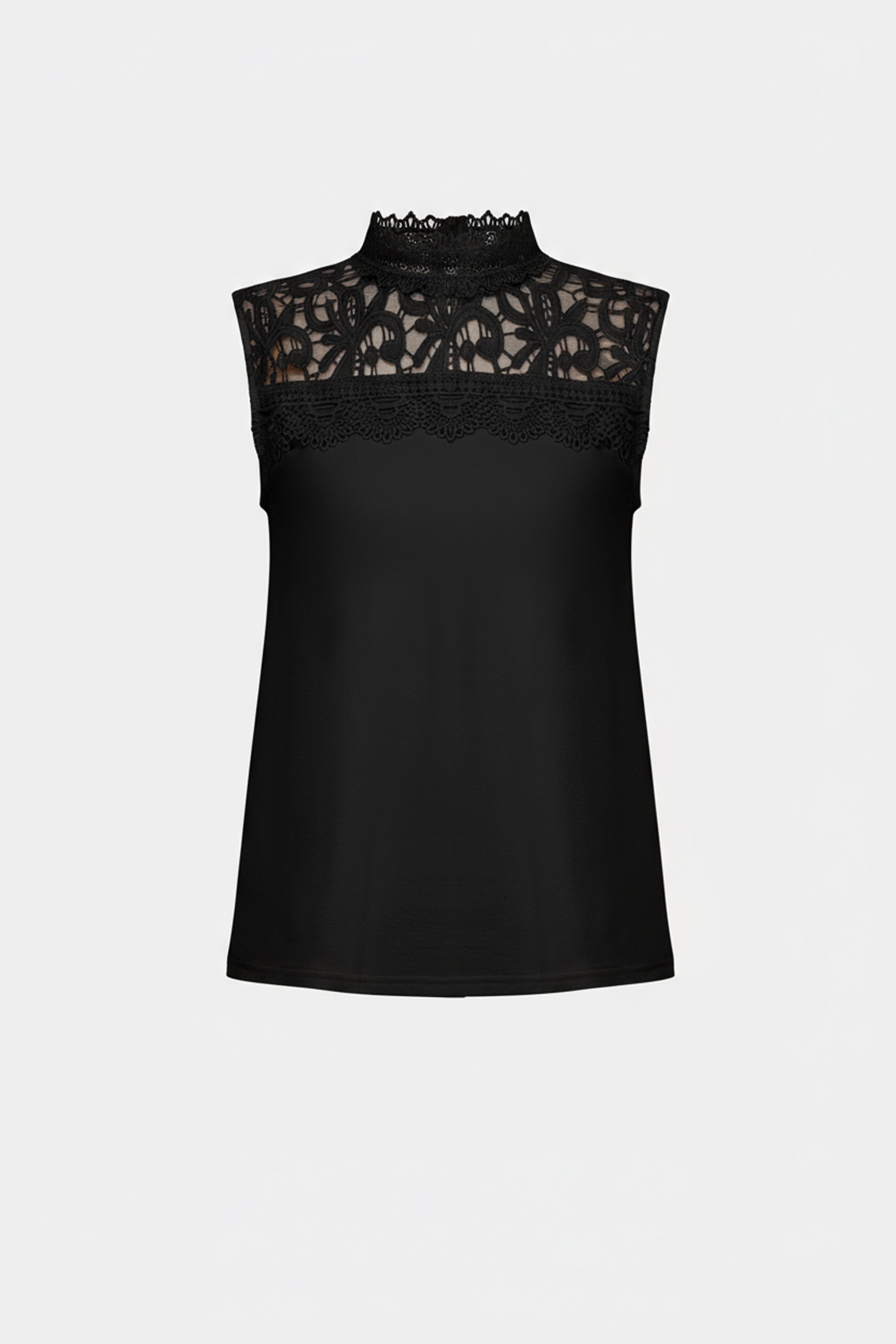 Jersey And Guipure Lace Fitted Top