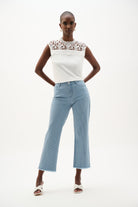 Jersey And Guipure Lace Fitted Top