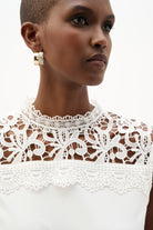 Jersey And Guipure Lace Fitted Top