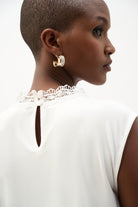 Jersey And Guipure Lace Fitted Top