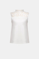 Jersey And Guipure Lace Fitted Top