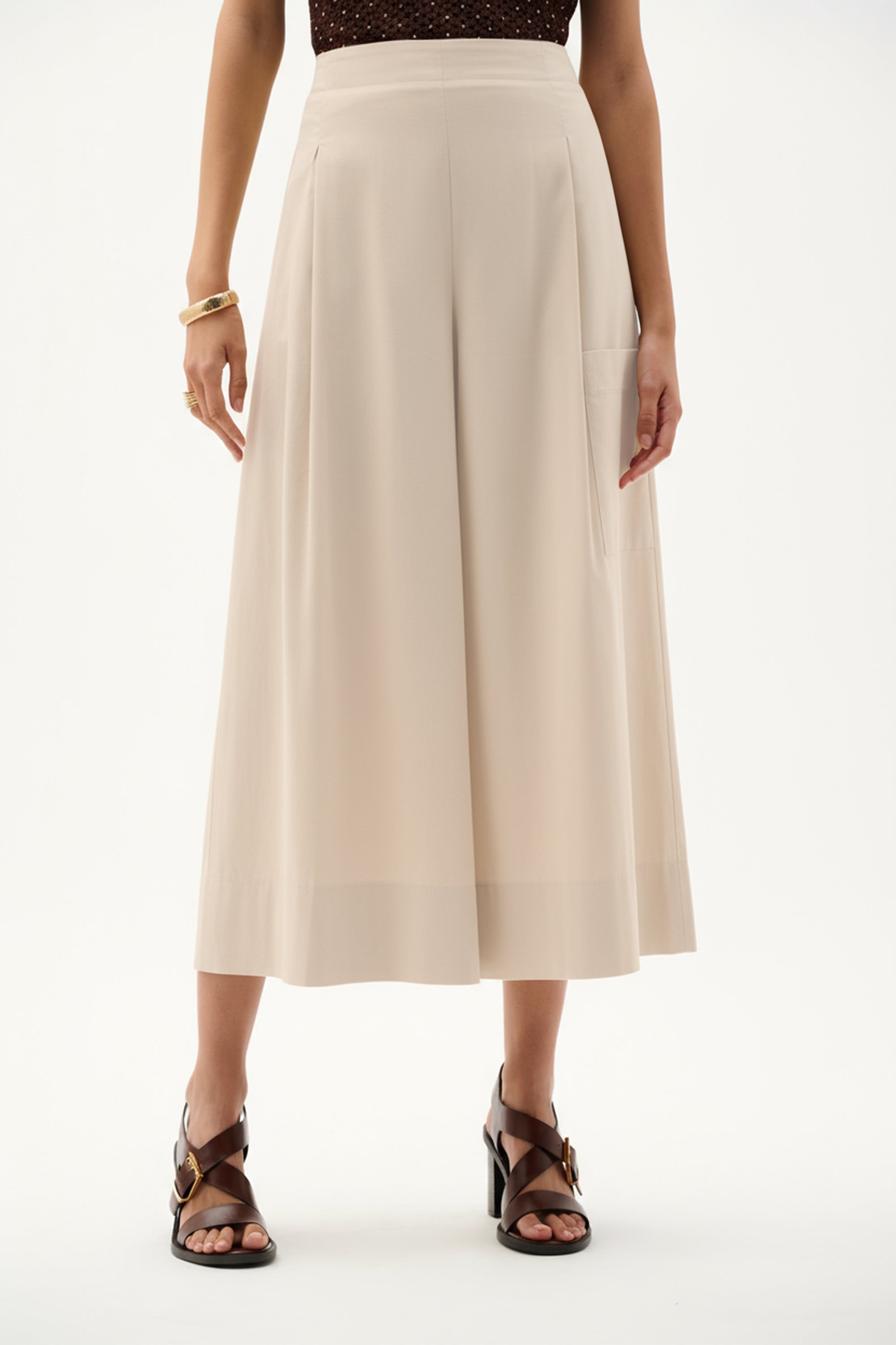 Stretch Poplin Pull-On Culotte Pants