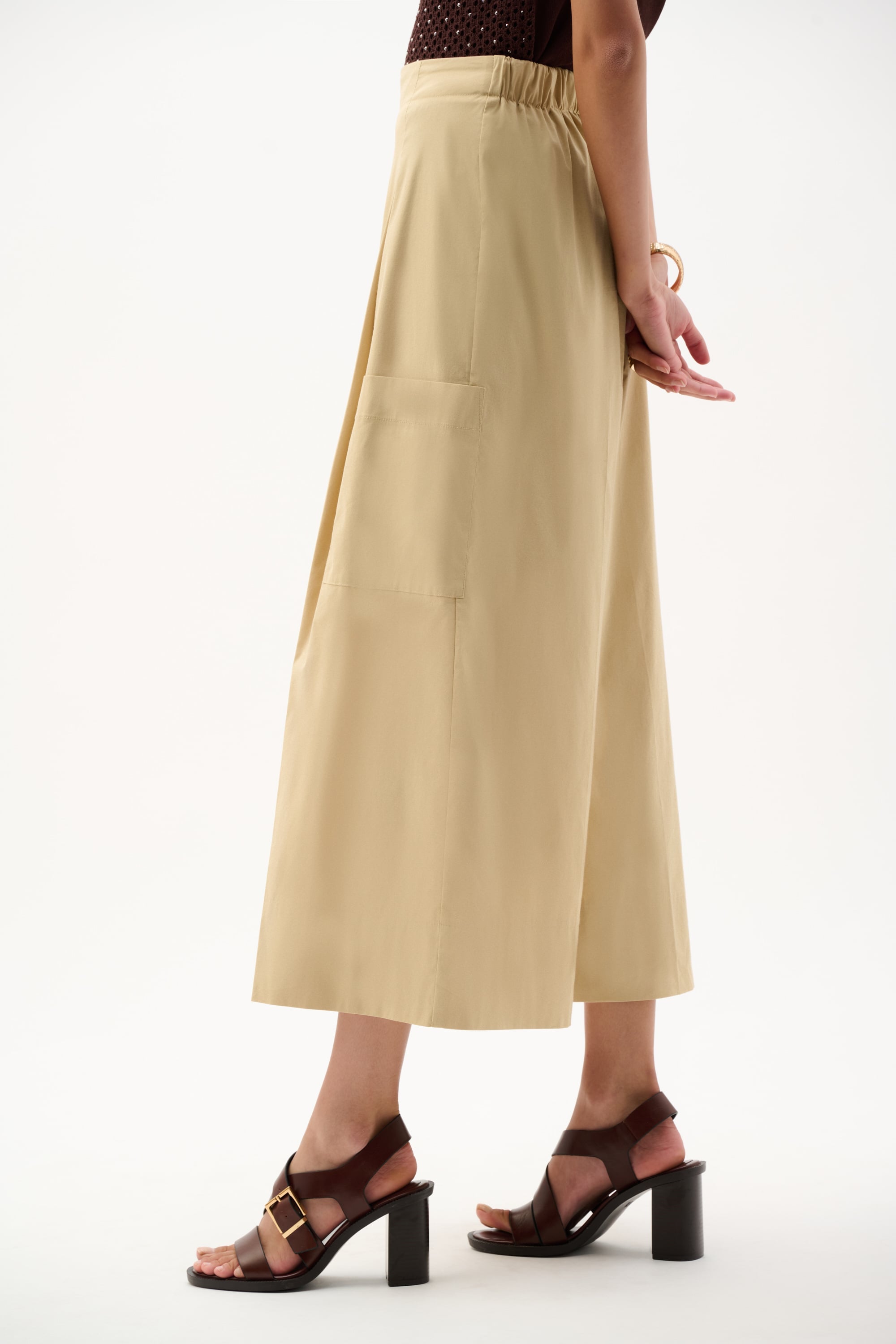 Stretch Poplin Pull-On Culotte Pants