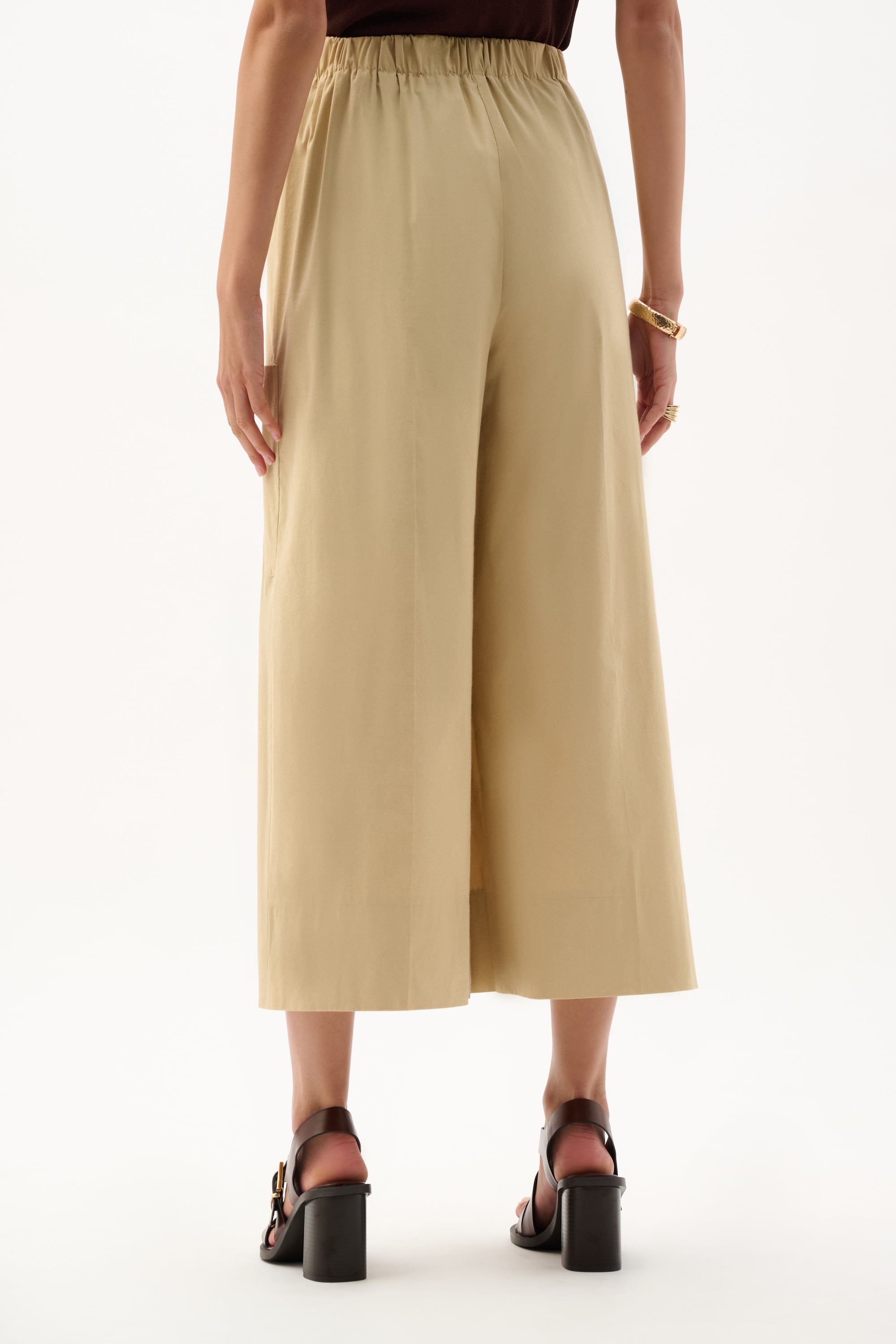 Stretch Poplin Pull-On Culotte Pants