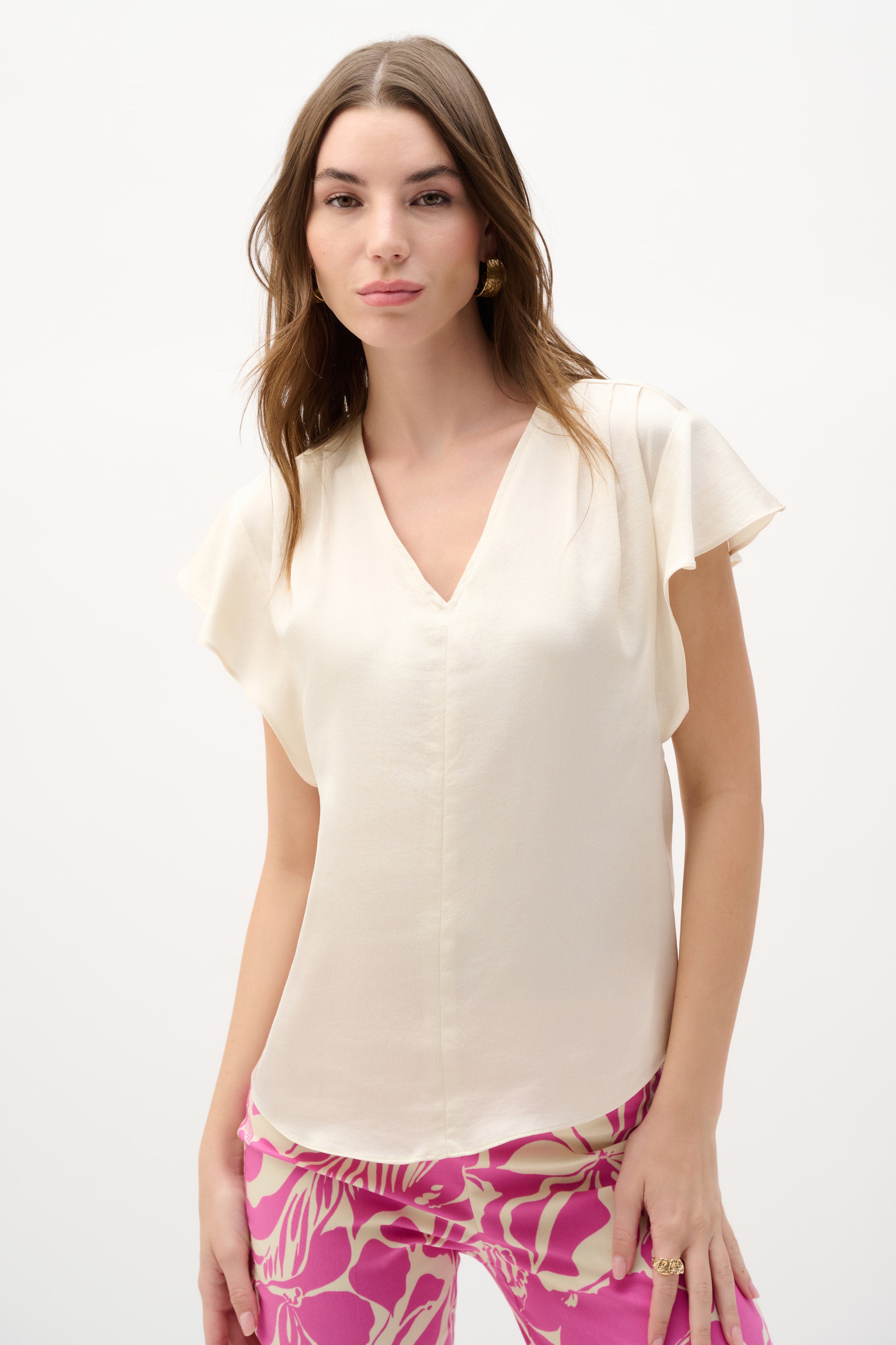 Recycled Satin Top With Butterfly Sleeves