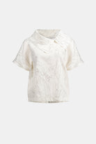 Novelty Abstract Print Boxy Top With Cowl Collar