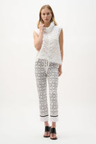 Bubble Jacquard Straight Top With Cowl Collar