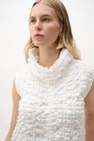 Bubble Jacquard Straight Top With Cowl Collar