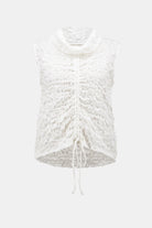 Bubble Jacquard Straight Top With Cowl Collar