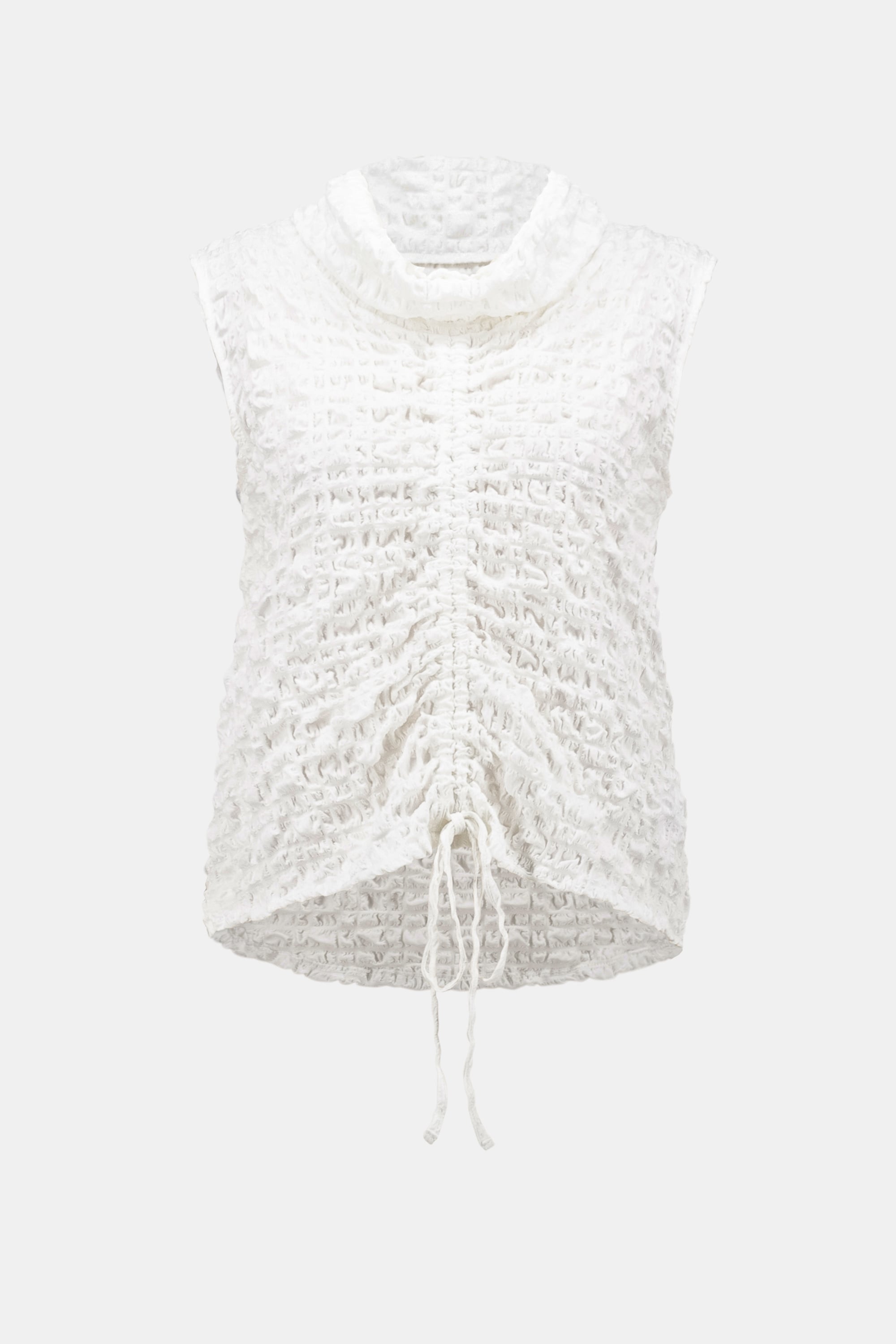 Bubble Jacquard Straight Top With Cowl Collar