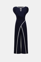 Silky Knit Culotte Jumpsuit With Draped Bodice