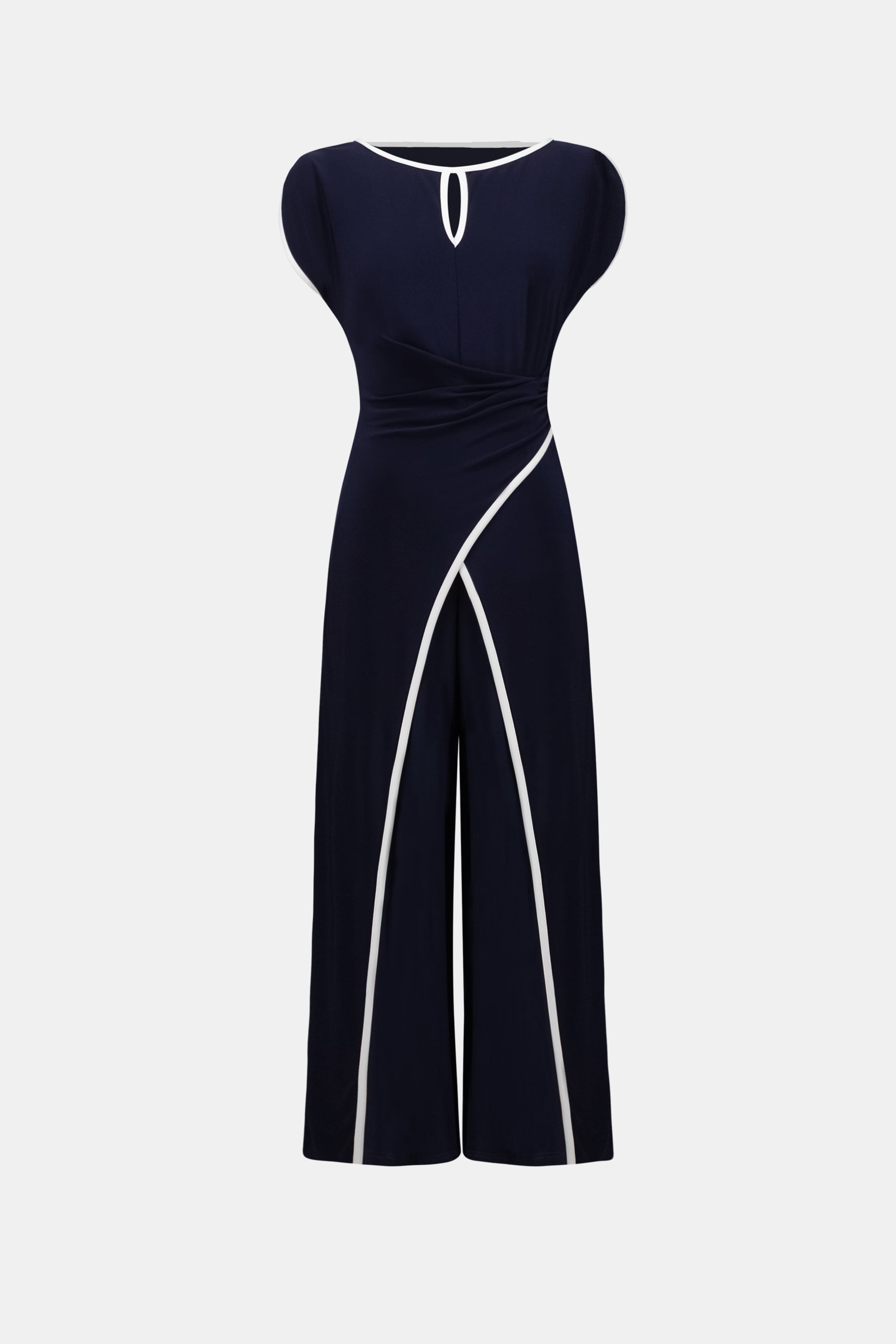 Silky Knit Culotte Jumpsuit With Draped Bodice
