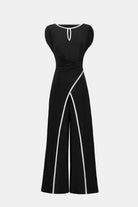 Silky Knit Culotte Jumpsuit With Draped Bodice