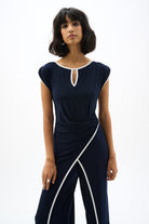 Silky Knit Culotte Jumpsuit With Draped Bodice