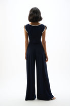 Silky Knit Culotte Jumpsuit With Draped Bodice