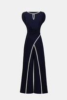 Silky Knit Culotte Jumpsuit With Draped Bodice