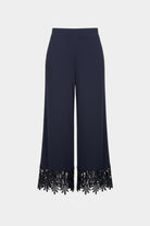 Silky Knit Culotte Pants With Guipure Lace Hem