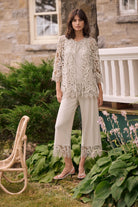 Silky Knit Culotte Pants With Guipure Lace Hem