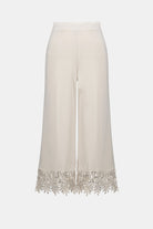 Silky Knit Culotte Pants With Guipure Lace Hem